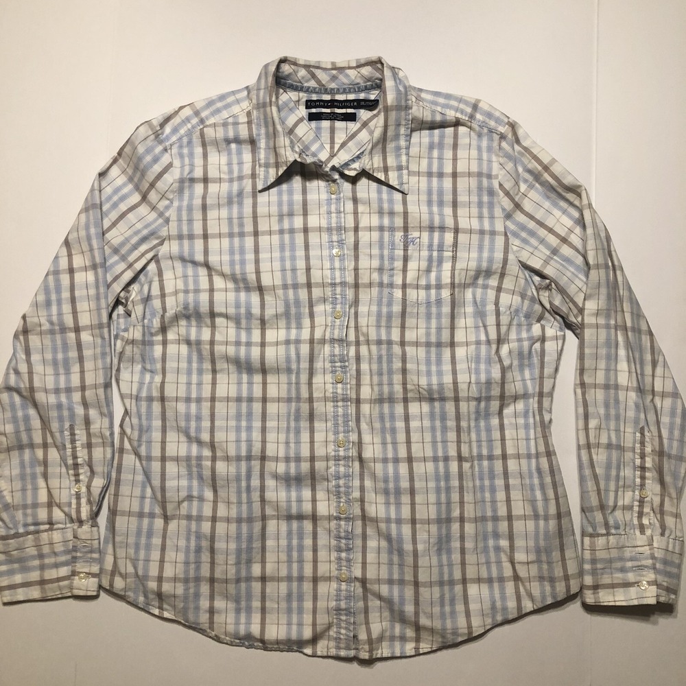 Tommy Hilfiger Dress Shirt White Subtle Plaid Size XXL Button Up Cotton